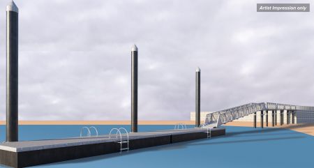 Artist impression of the pontoon from the water looking back to the shore