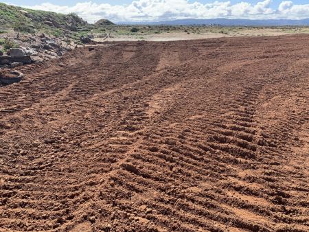 taken behind the Pistol club looking North.  The photo shows the roughness of the surface in preparation for seeding of the western edge on 20 August.